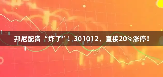 邦尼配资 “炸了”！301012，直接20%涨停！